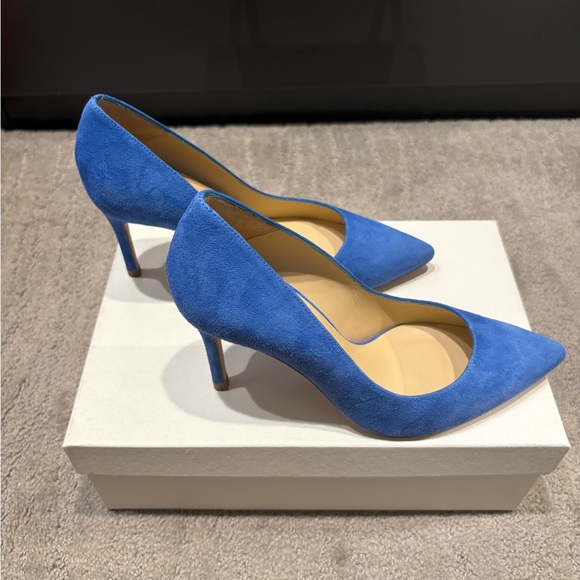L'AGENCE Royal Blue Suede Heels - Picture 3 of 6